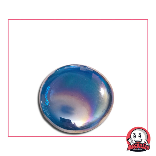 Très Grande Bille Plate en verre Translucide et Brillant de Couleur Bleu - Pour Jouer, Décorer ou Collectionner, avec MesBilles.