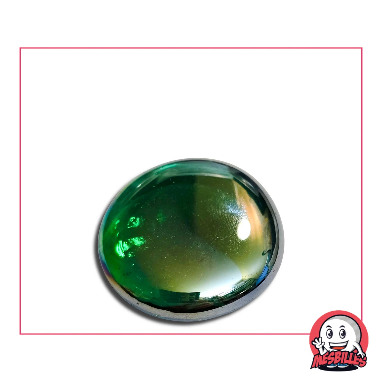 Très Grande Bille Plate en verre Translucide et Brillant de Couleur Vert