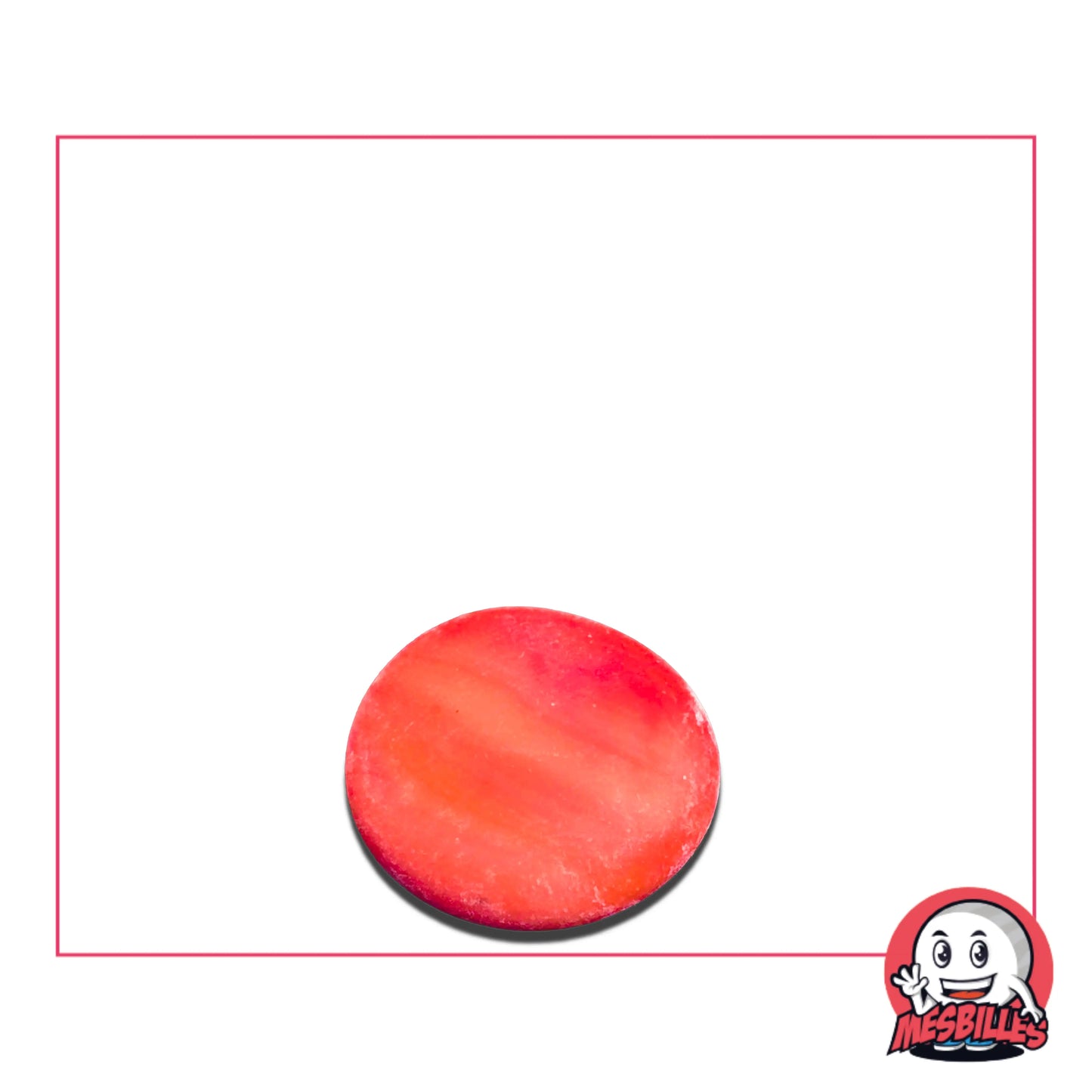 Dans la Grande Famille des Billes Givré, il y a la Bille Plate en verre Dépoli de Couleur Rouge.