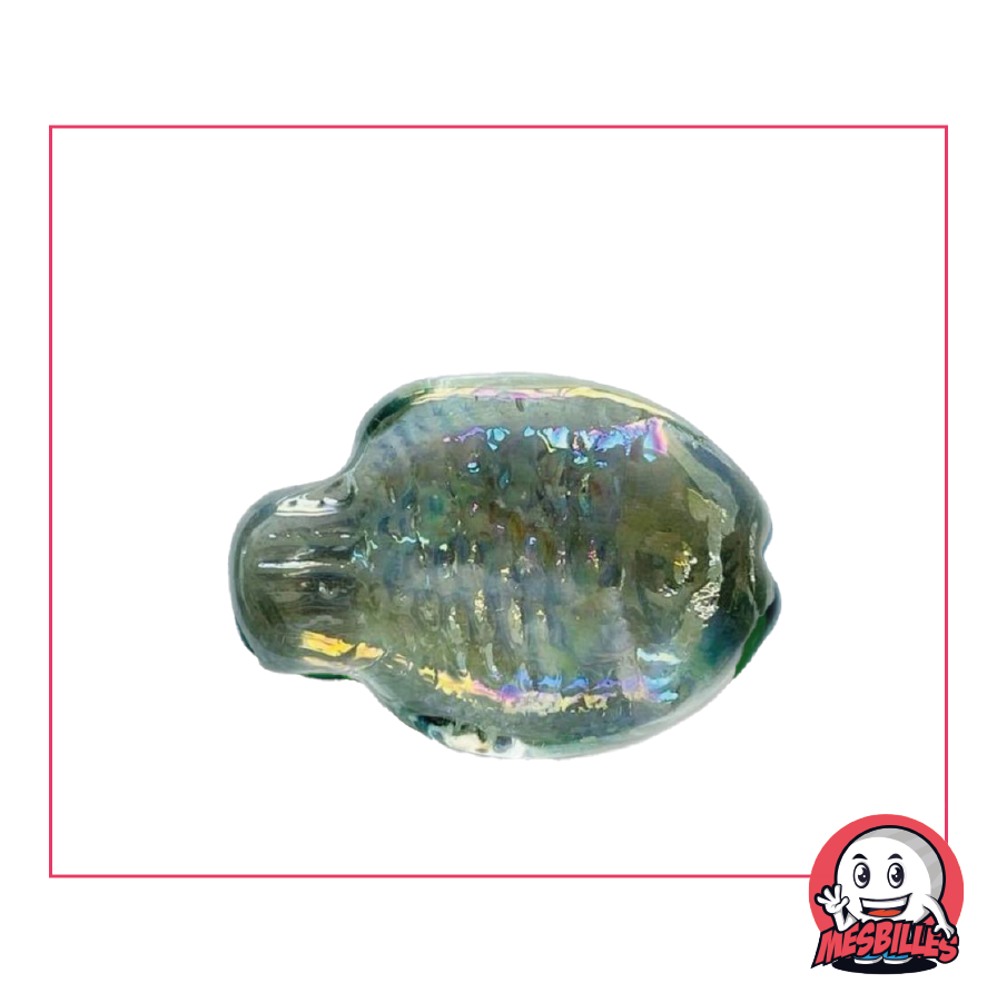 MisCanicas le ofrece esta Canica de cristal translúcido de color cristal: la Canica Pez Koi.