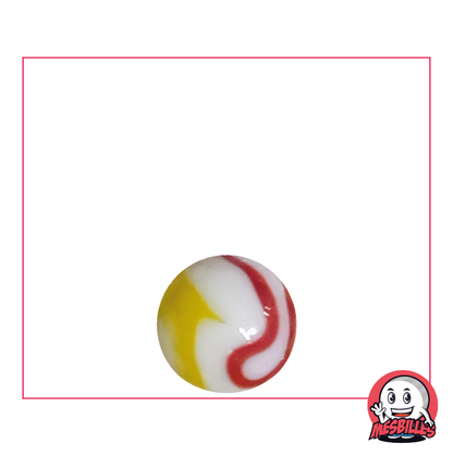 Canica Tigre Roja 14 mm - Vidrio opaco blanco con rayas naranjas y rojas - MisCanicas