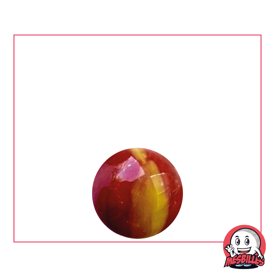 Canica Tigre Roja 14 mm - Vidrio opaco blanco con rayas naranjas y rojas