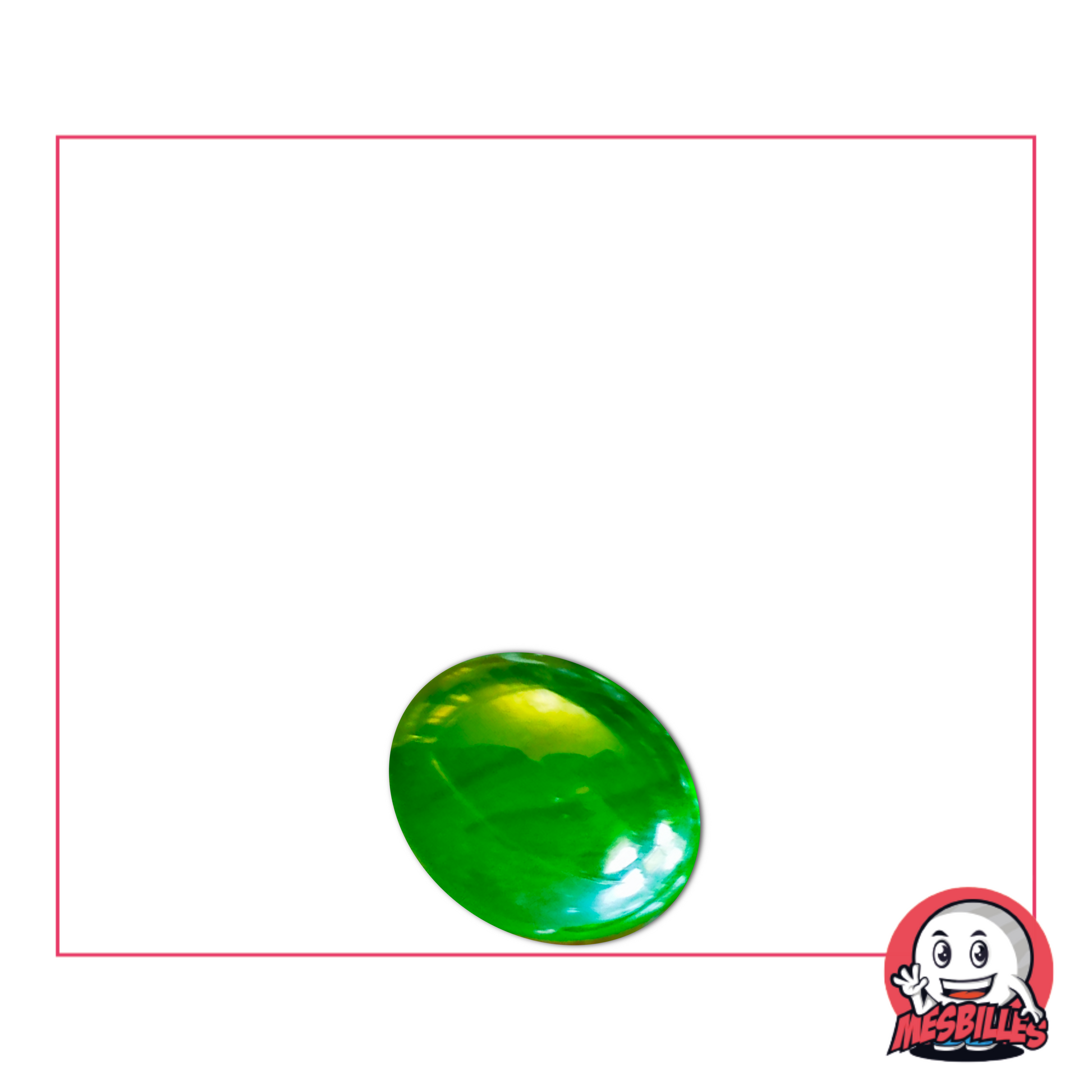 Canica plana verde brillante de 12 mm: canica de vidrio brillante en color verde vivo, vista individual
