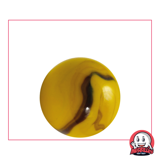 Canica Abeja Opaque de color amarillo con rayas marrones de 25 mm - MisCanicas
