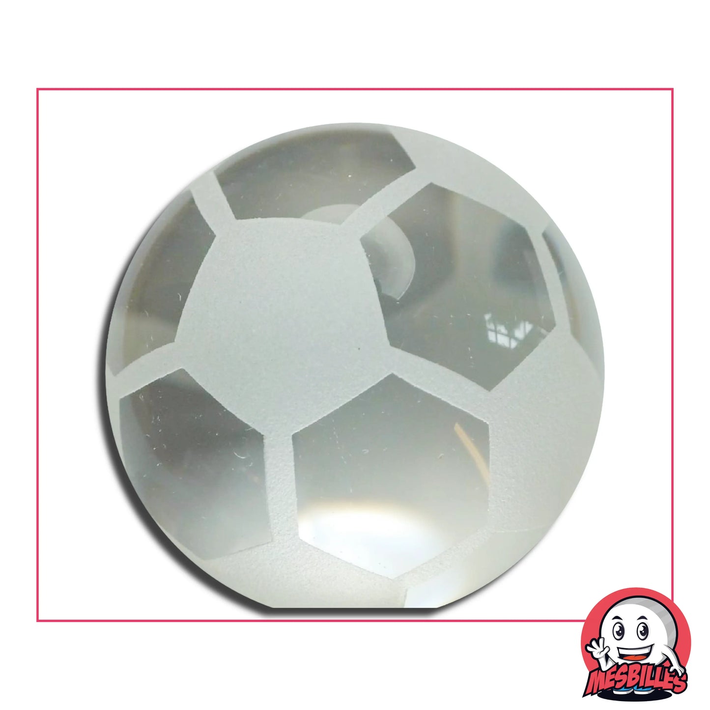 Bille de Collection d'Art Football, à fond plat, partiellement Givrée et totalement en Cristal de Bohème.