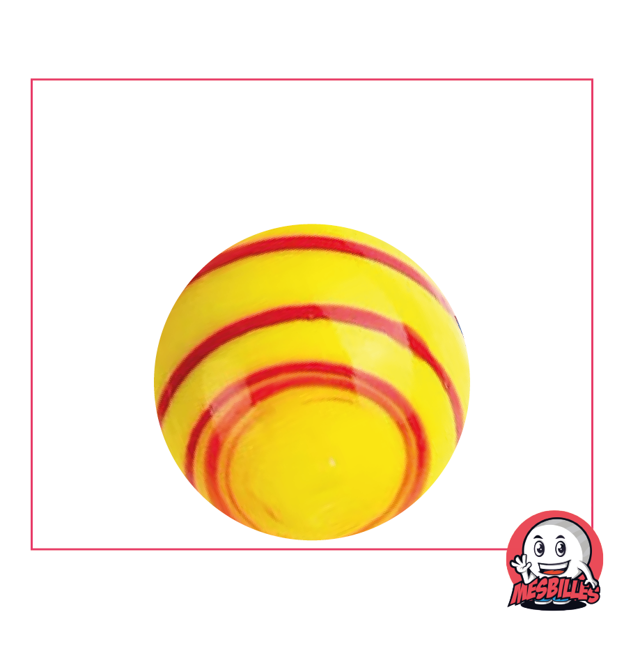 Equinoxio Amarillo de 25 mm de Kim'Play en vidrio opaco: el equilibrio perfecto entre el día y la noche en formato canica, por MisCanicas