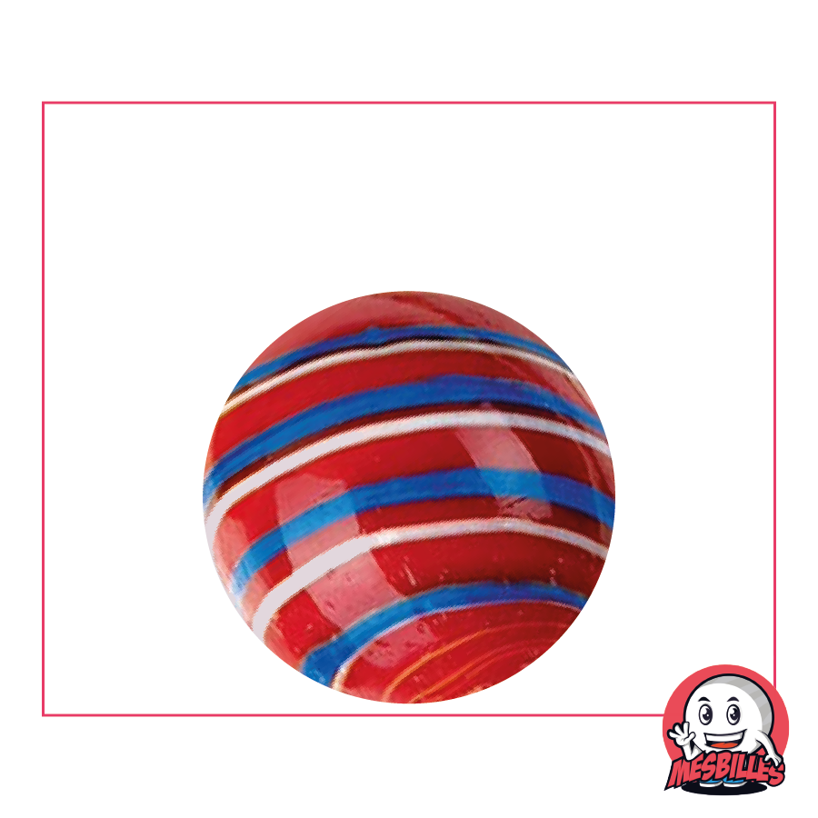 Equinoxio Rojo de 25 mm de Kim'Play en vidrio opaco: el momento en que el día y la noche se encuentran en formato canica, por MisCanicas