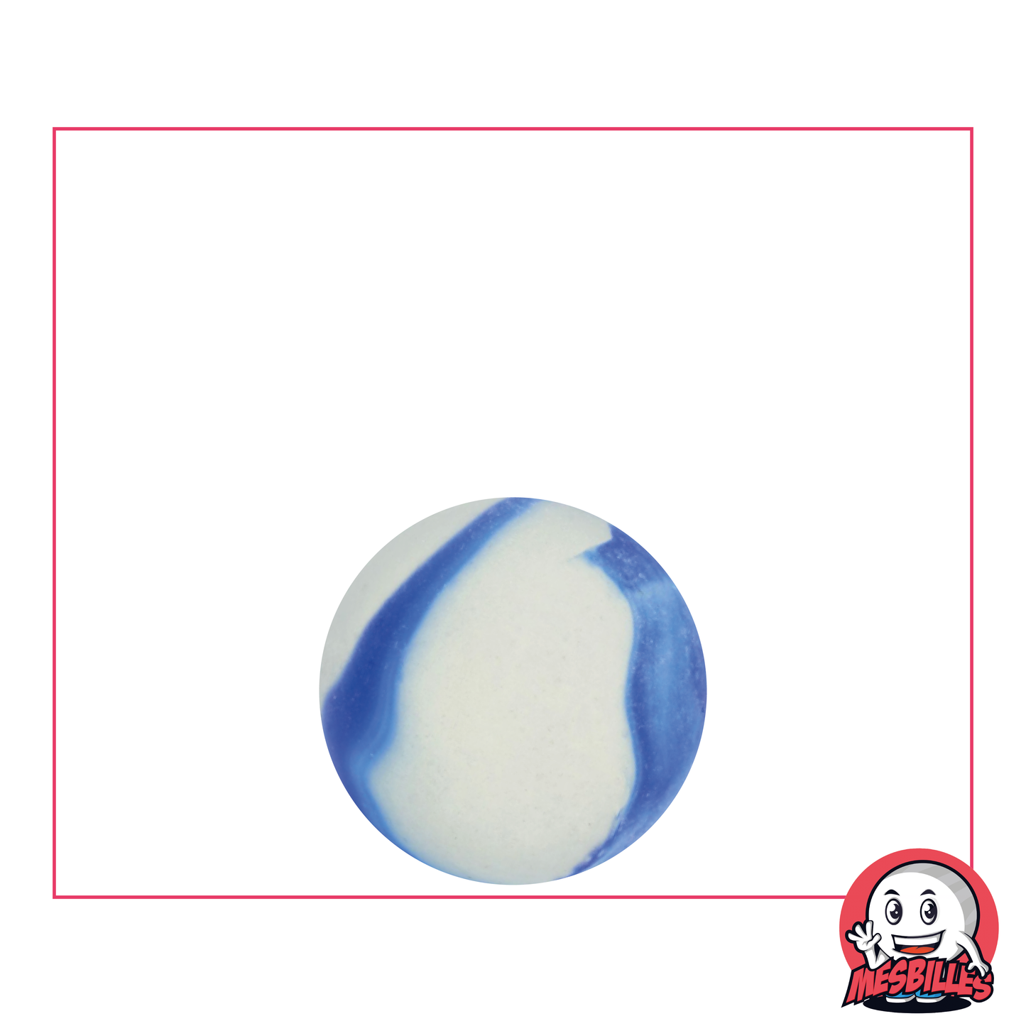 MisCanicas - Canica de vidrio Esmerilada, Canica Esmerilada con rayas azules 16 mm