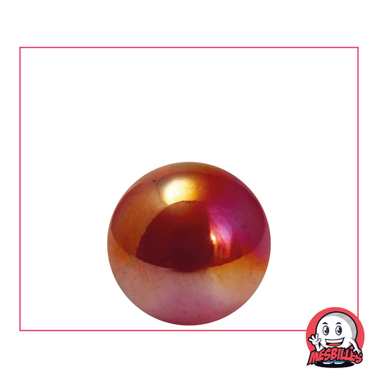Canica Irisada Roja de 22 mm, canica rone en vidrio translúcido - MisCanicas