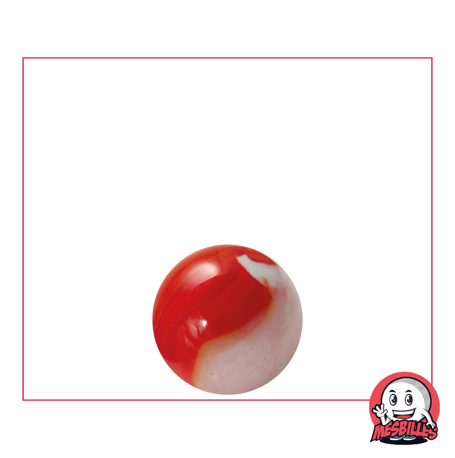 Canica Junon 14 mm naranja con trazas de blanco - MisCanicas