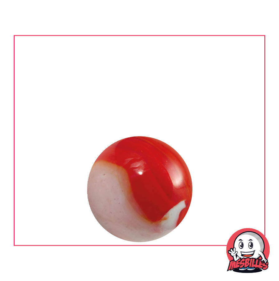 Canica Junon 16 mm naranja con trazas de blanco - MisCanicas