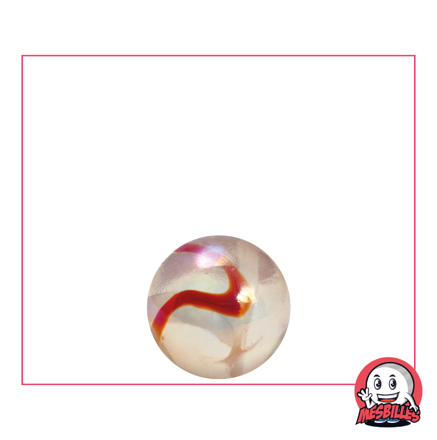 Canica Limonada 14 mm, una canica translúcida rosa anaranjada atravesada por ámbar naranja - MisCanicas