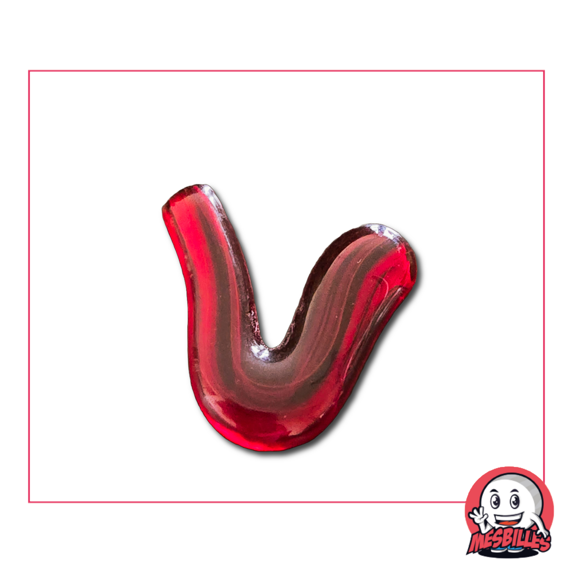 Canica Plana Virevolte Roja - Forma irregular en vidrio rojo vivo