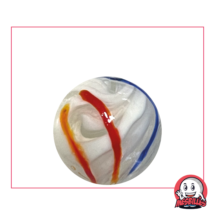 Cebra blanca de 25 mm de Kim'Play en vidrio opaco: una cebra albina en miniatura para tu colección, por MisCanicas