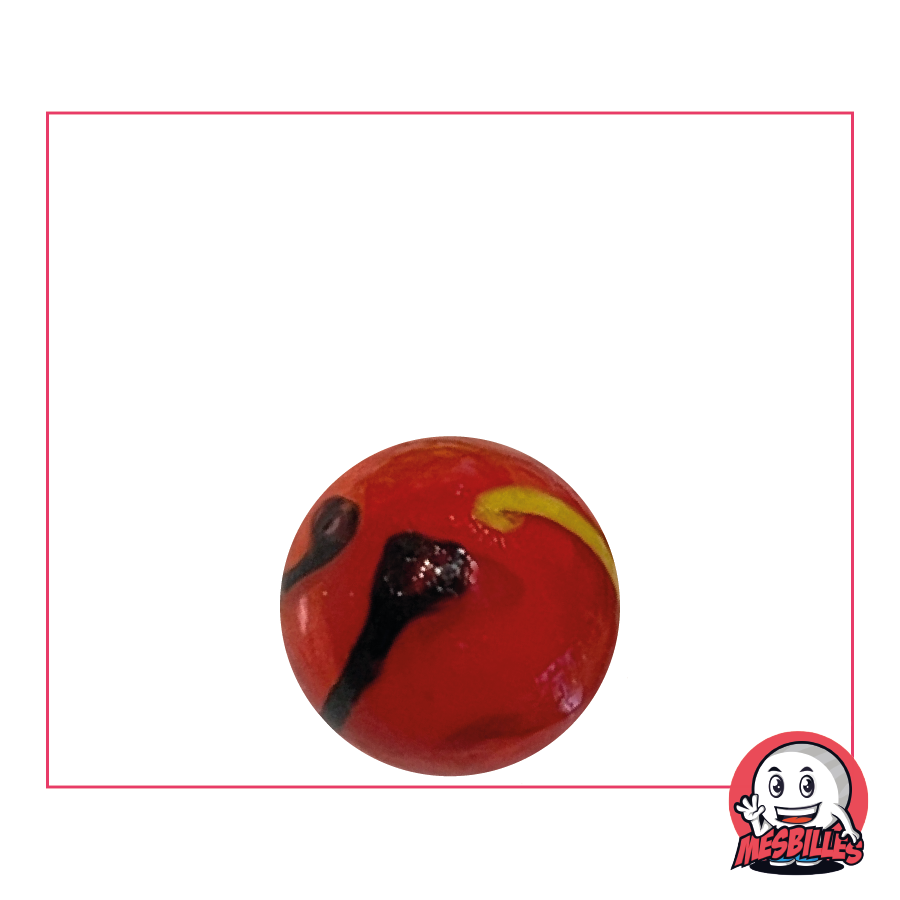 Canica Zebra Roja 16 mm, la inspiración de Picasso en el mundo de las canicas, en vidrio opaco