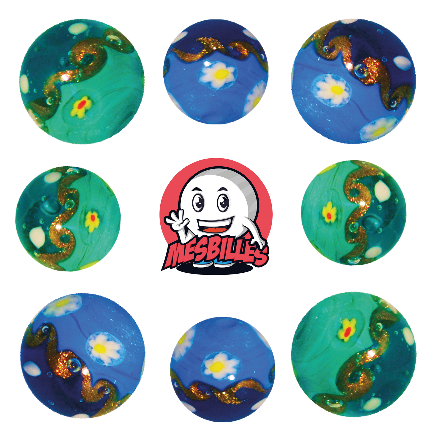 1 Canica Art Hokusai Verde 22 mm