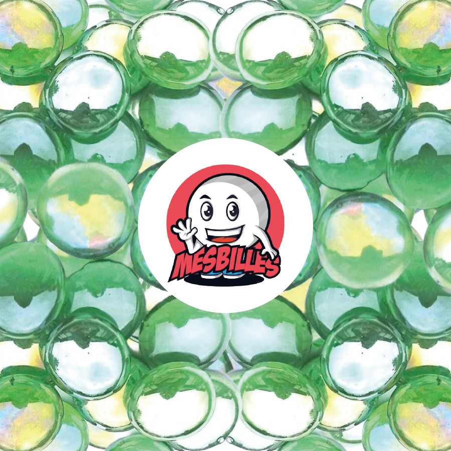 1 Canica Plana 18 mm Irisada Verde