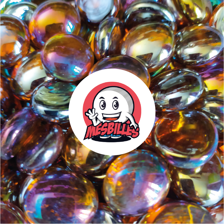 1 Canica Plana 12 mm Irisada Ámbar