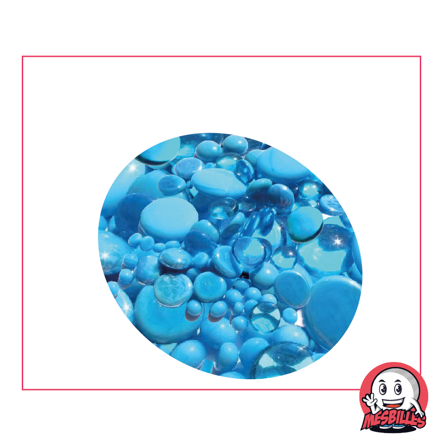 Canicas Planas, mezcla azul turquesa, 30 mm, 18 mm, 12 mm, opacas y transparentes