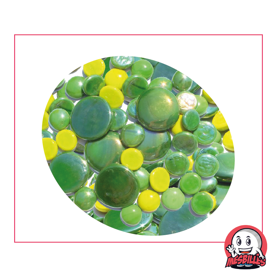 Conjunto de canicas Planas verdes opacas y brillantes, de 12 mm a 30 mm