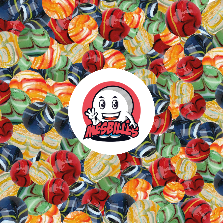 Canicas de 25 mm Spider Rojo KimPlay de vidrio opaco y canicas multicolores alrededor de la mascota MisCanicas