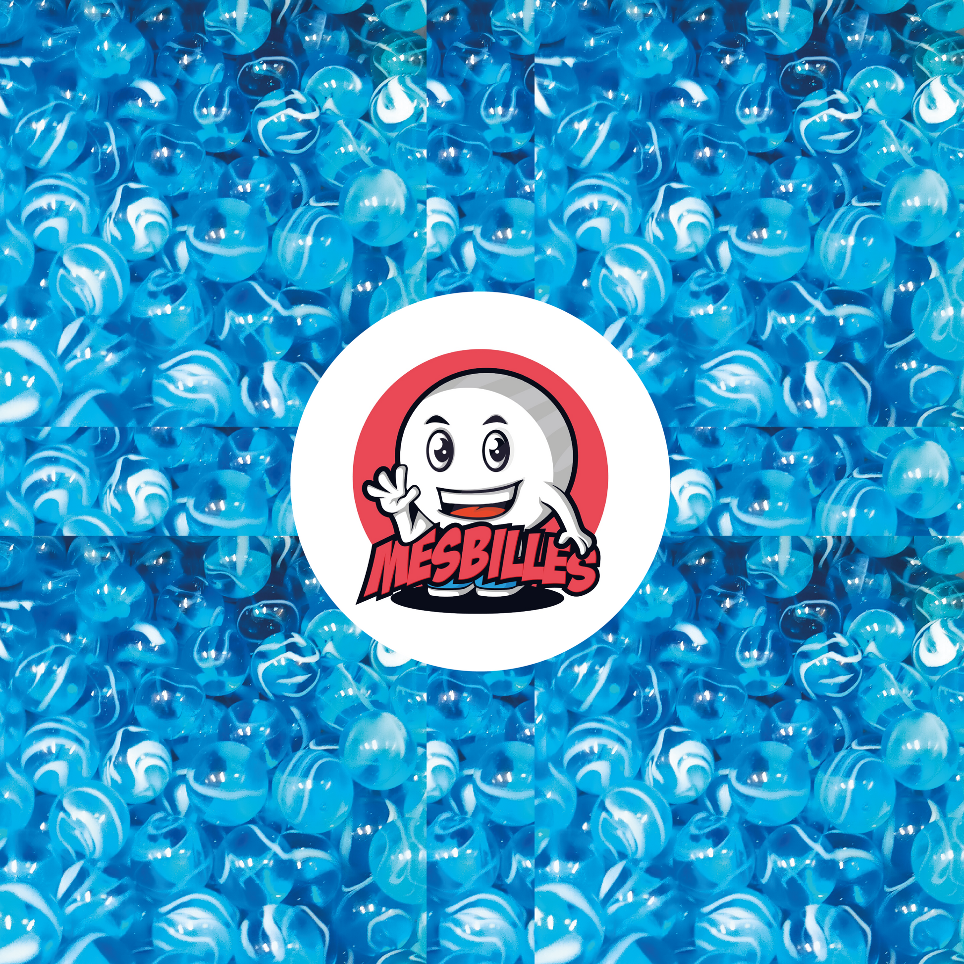 MisCanicas - Canicas azules H2O de 12 mm con un motivo de remolino azul y blanco que evoca las olas del mar.