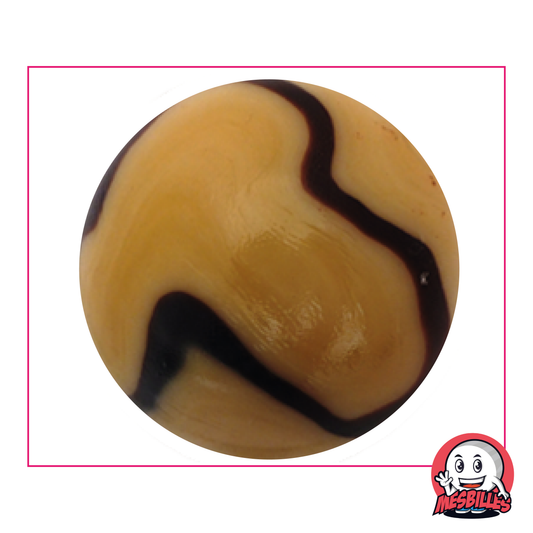 Canica Caramel 50 mm de vidrio bicolor marrón claro y oscuro, canica grande de gran tamaño