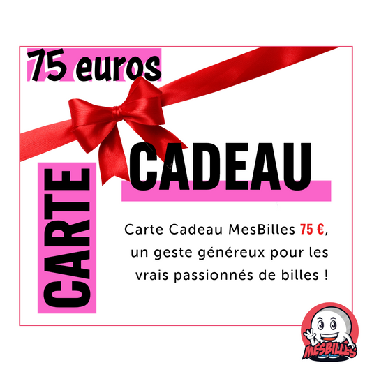 Tarjeta regalo MisCanicas de 75 €: un gesto generoso para los verdaderos apasionados de las canicas.