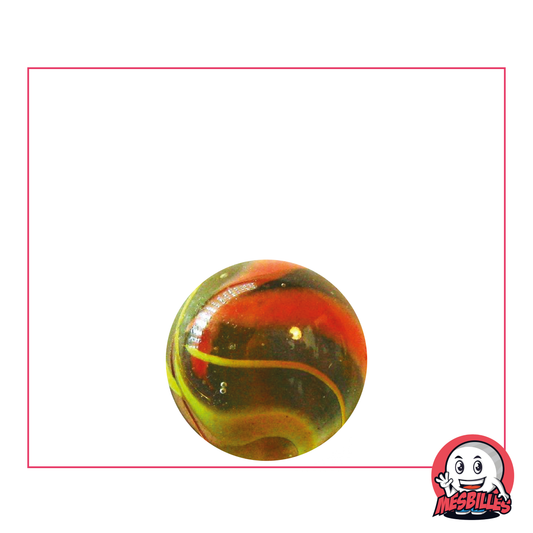 1 Canica Cóndor de 16 mm, canica redonda de cristal translúcido, con trazas naranjas en la superficie