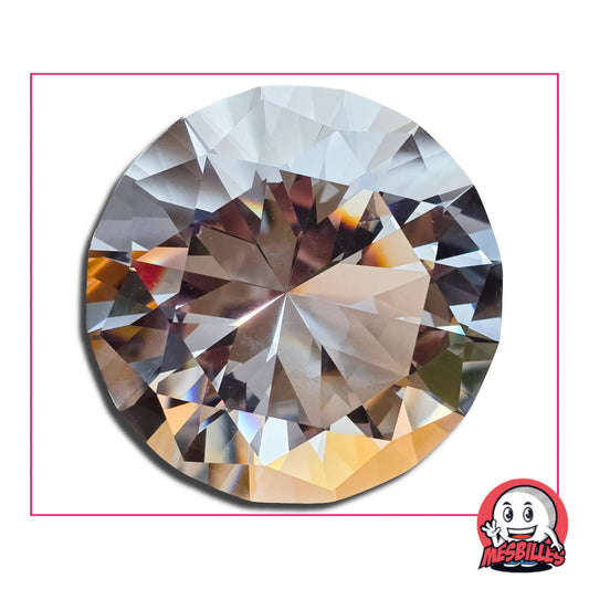 Cristal d’Art Diamant 100 mm brillant – grand cristal rond facetté transparent, reflets dorés et argentés, création artistique MesBilles
