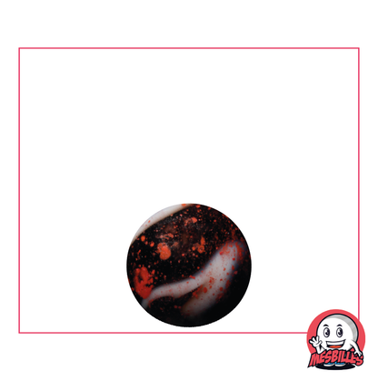 Canica Drácula de 14 mm de vidrio opaco blanco con manchas rojas y negras - MisCanicas