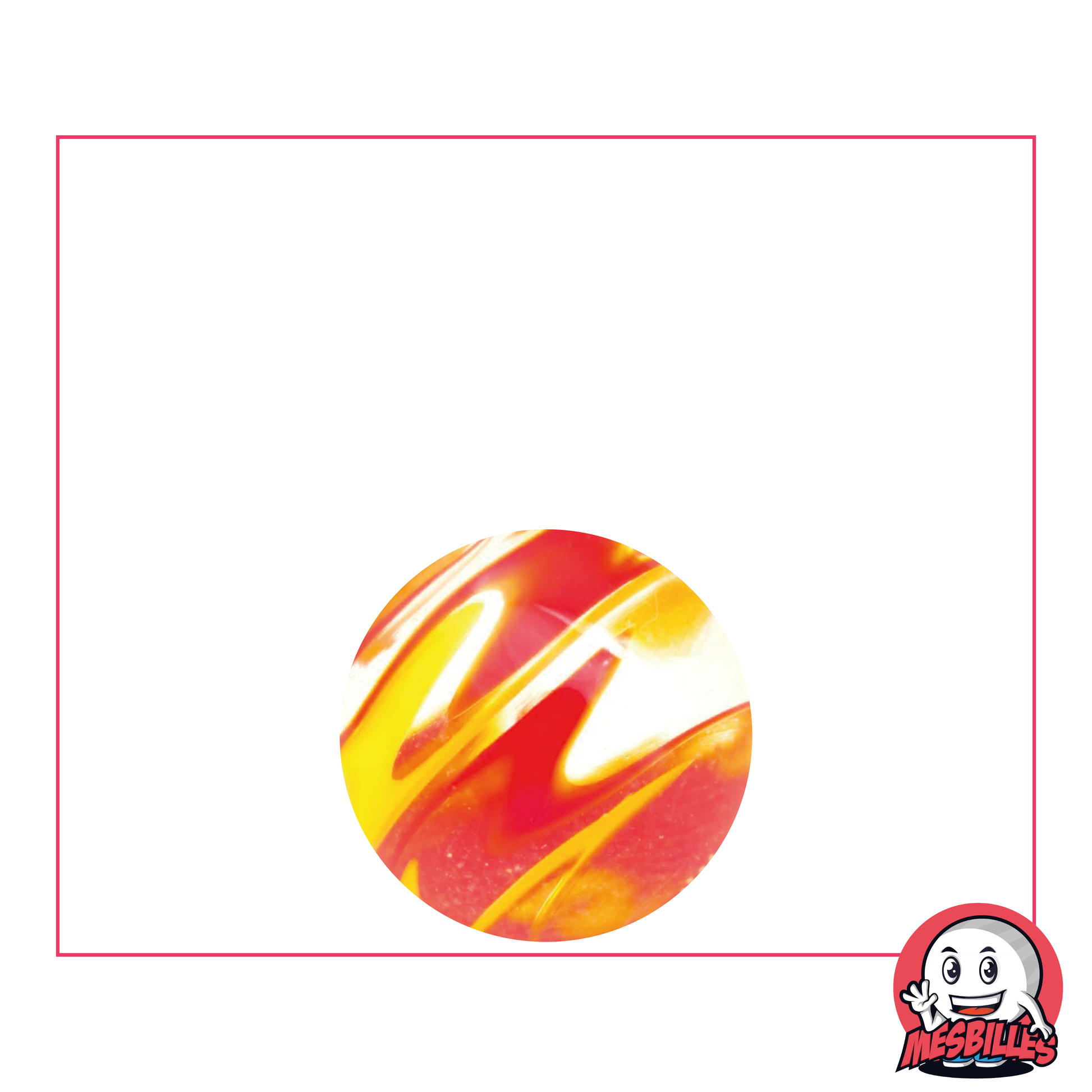 Canica Art Flash Roja, canica artística de calidad, canica de cristal con rayas rojas y naranjas - MisCanicas