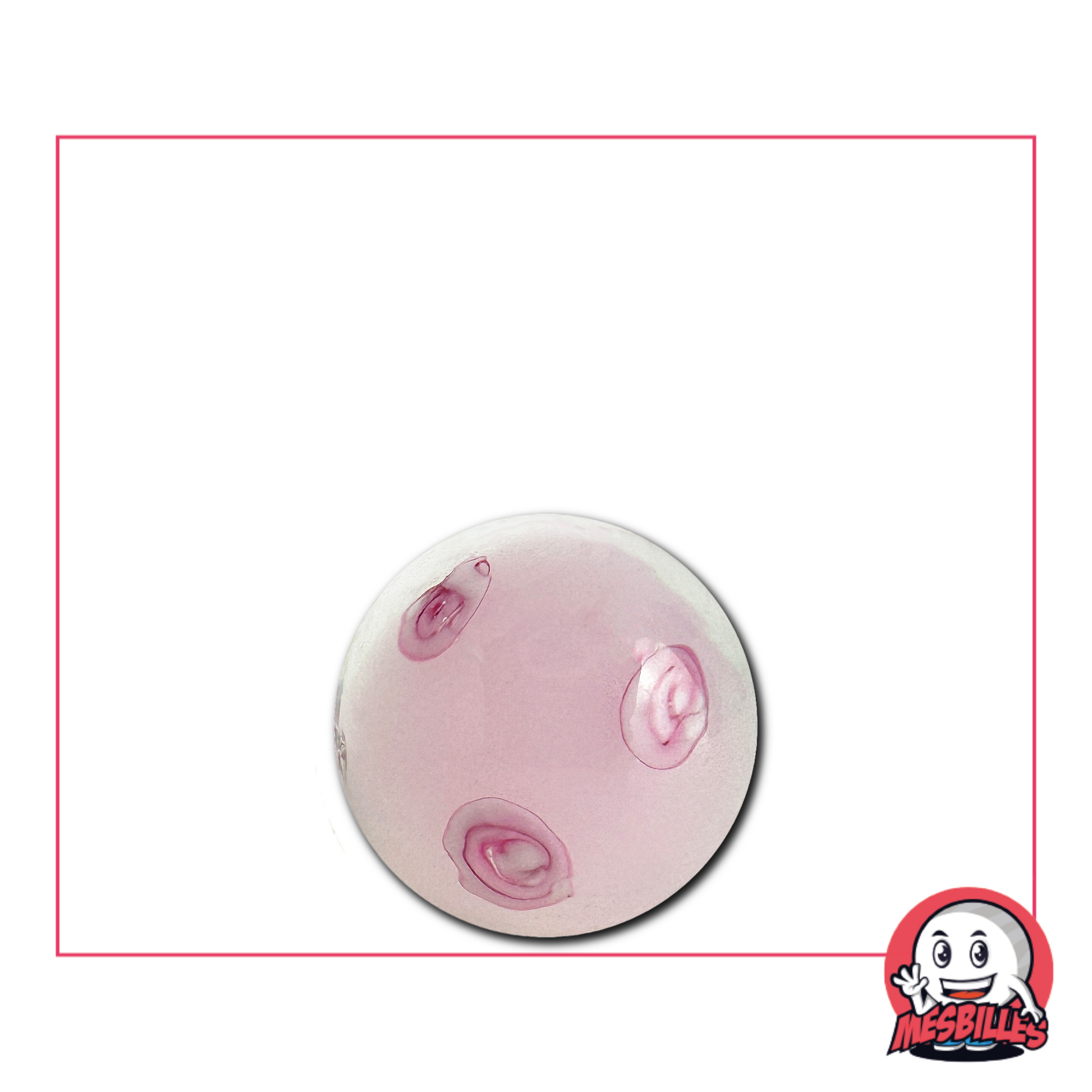 Canica rosa pastel de vidrio artesanal de 16 mm adornada con delicadas flores de cerezo malvas, que aportan un toque suave y primaveral.