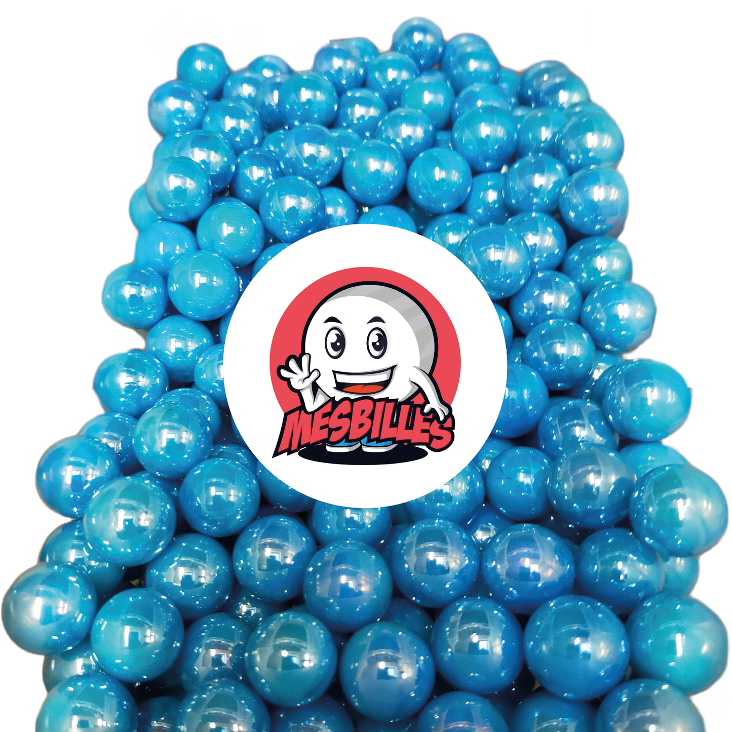1 Canica Brillante Azul Claro 16 mm