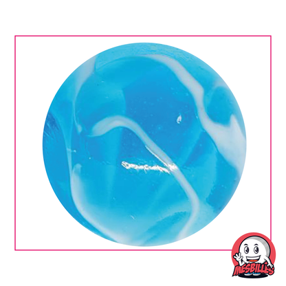 Canica H2O de 50 mm, azul transparente con ondas blancas, canica grande de gran tamaño