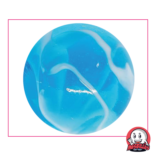 Canica H2O de 50 mm, azul transparente con ondas blancas, canica grande de gran tamaño