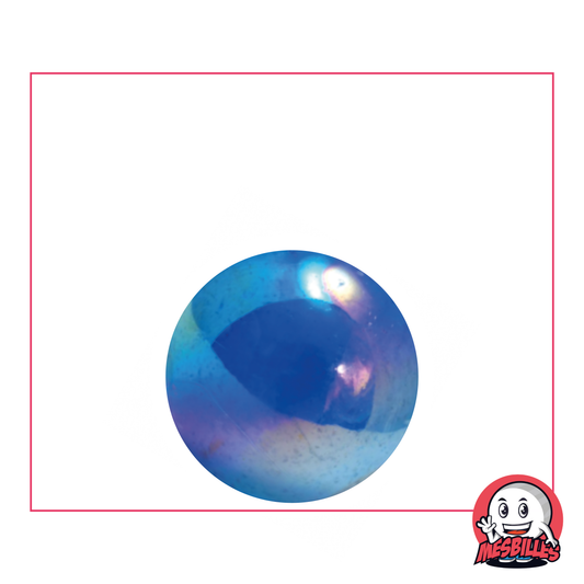 Canica de vidrio de 22 mm - Canica redonda transparente azulada, irisada en la superficie, para una profundidad marina