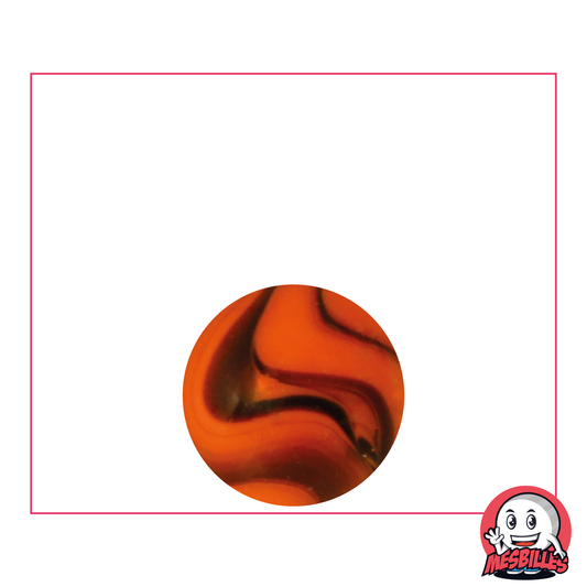 Canica Jupiter 16 mm de color naranja veteado de marrón - MisCanicas