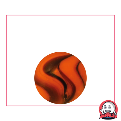 Canica Júpiter de 22 mm de color naranja con rayas marrones - MisCanicas