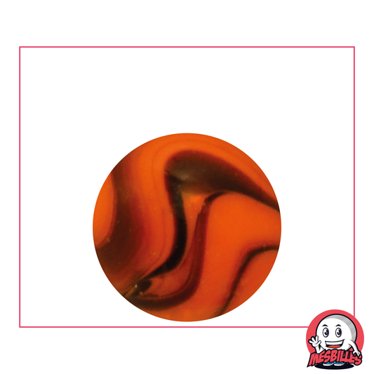 Canica Júpiter de 25 mm de color naranja con rayas marrones - MisCanicas