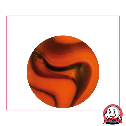 Canica Jupiter de 35 mm de color naranja con rayas marrones - MisCanicas