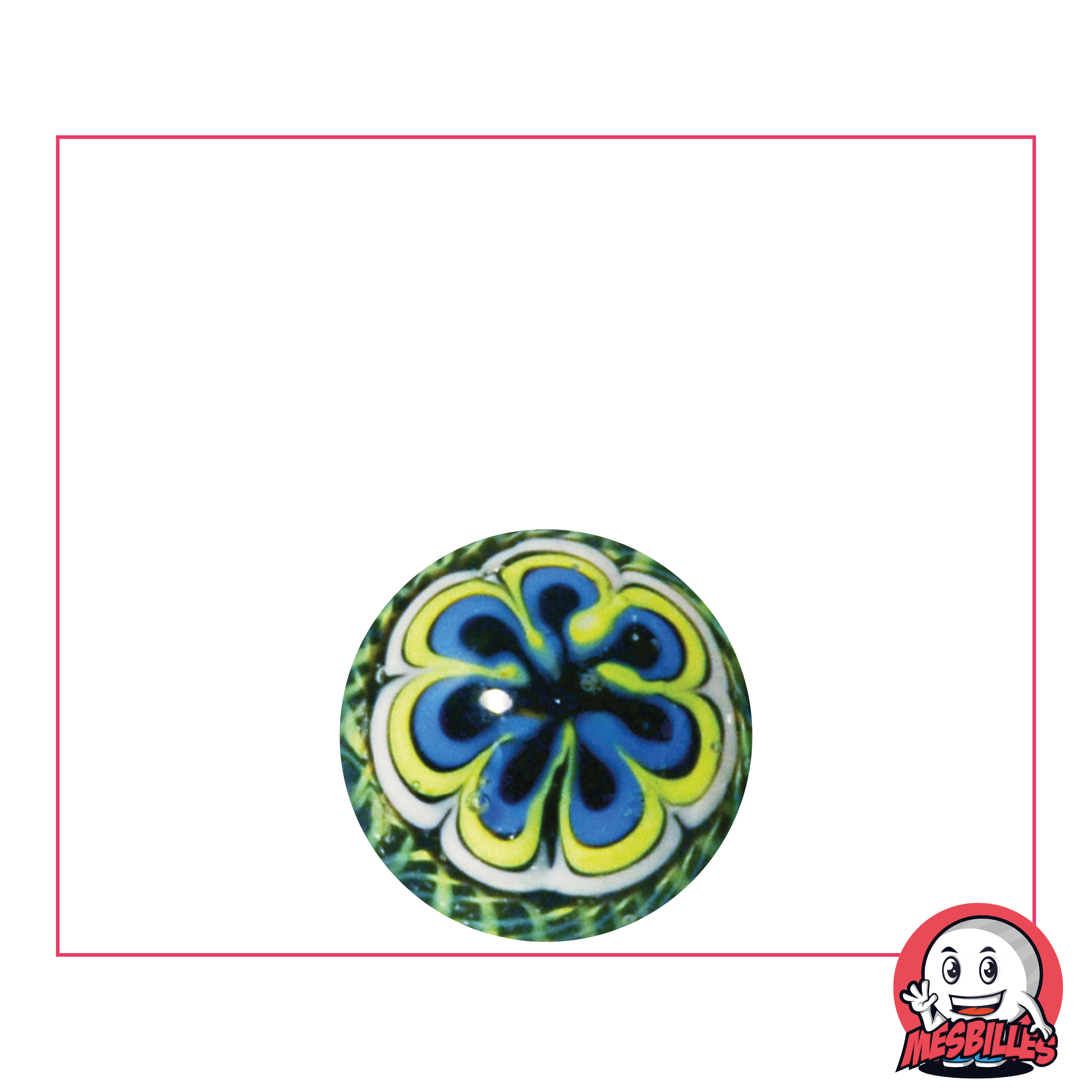 Canica Mandala 16 mm, multicolor verde - obra de arte en miniatura única