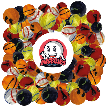 Canicas zebra blancas y multicolores de 25 mm en vidrio opaco, canicas KIMPLAY collector