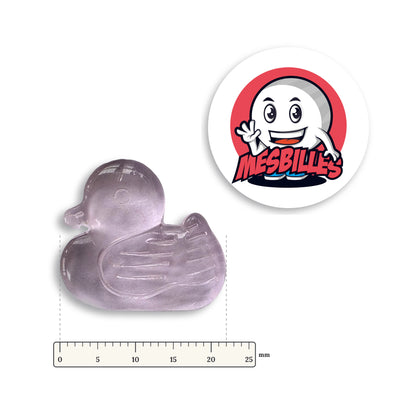 Bille Canard Rose Extra-Plate à côté d'une règle graduée, 22 mm de long