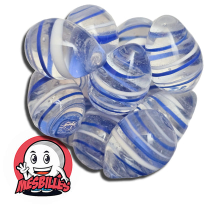 Lot de billes œuf cristal transparent rayées bleu avec spirales décoratives – MesBilles