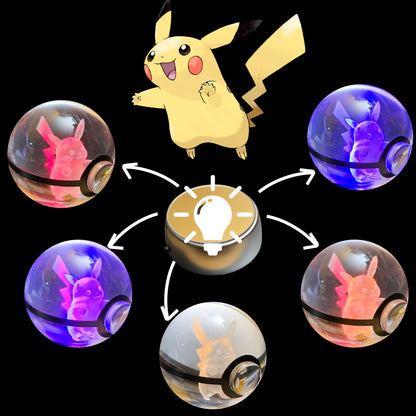 Cette bille 50 mm en forme de Pokéball, motif « Pikachu » 3D gravé et éclairé, est idéale pour le collectionneur, l’enfant de 30-70 ans ou l’événement décoratif. Serez-vous le maître dresseur ?
