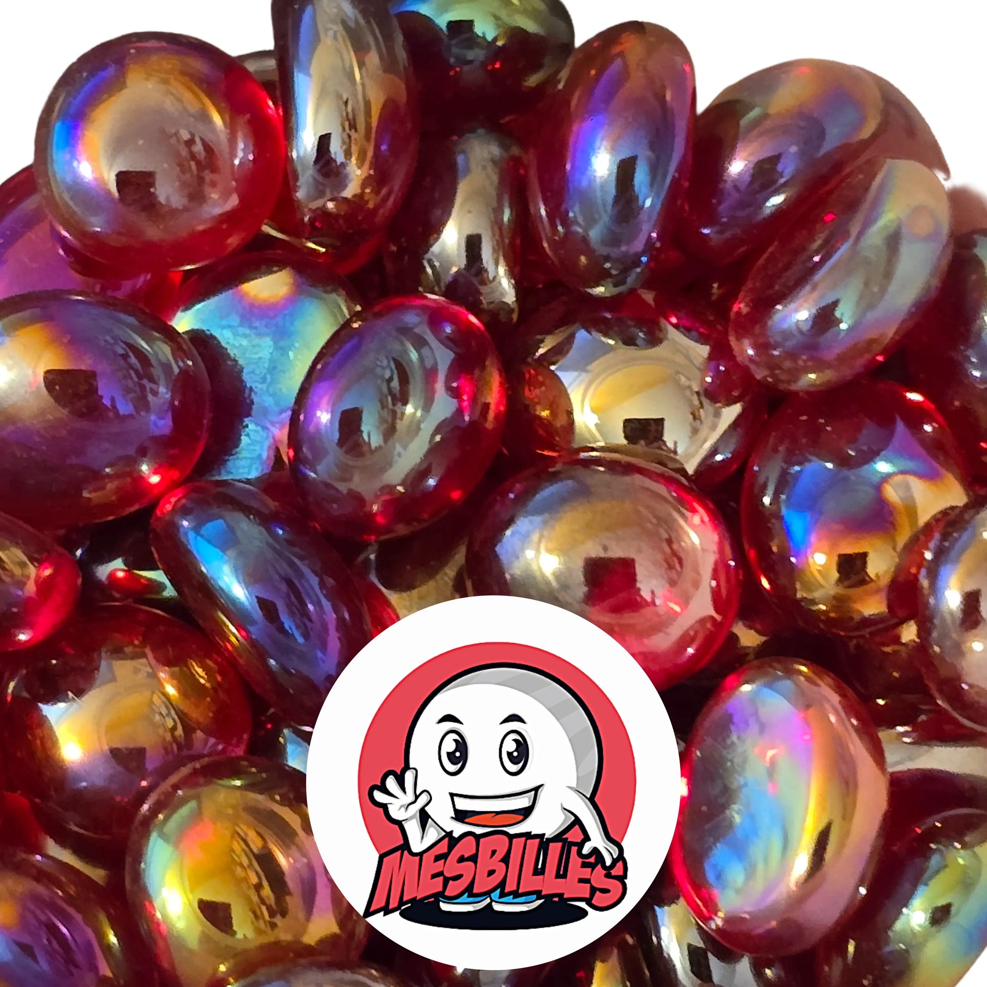 Petit Galet en verre Translucide et Brillant de Couleur Rouge, Collection Bille Irisée : changez de Déco comme de Chemise !