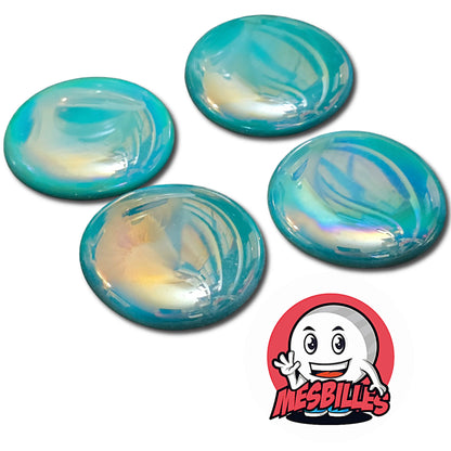 Très Grande Bille Plate en verre&nbsp;Opaque et Brillant de Couleur Bleu-Canard - Pour Jouer, Décorer ou Collectionner, avec MesBilles.