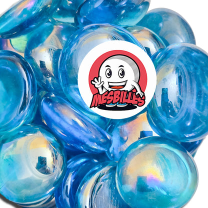 1 Canica Plana Irisada Azul Claro 18 mm