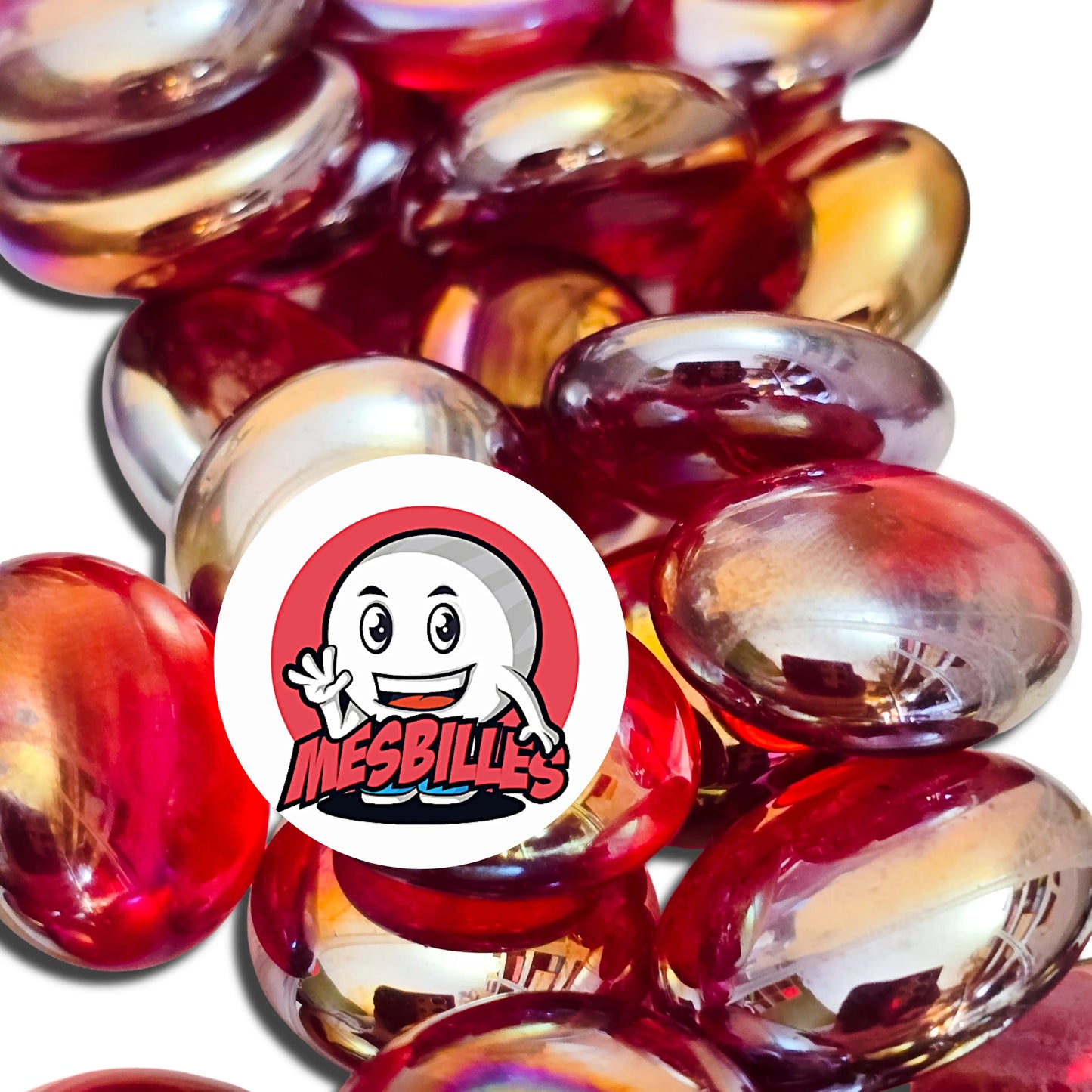 1 Canica plana 18 mm Irisada Roja